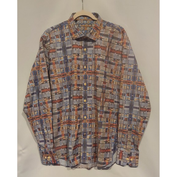 Visconto Black Mens Multicolor Geometric Patterned LS Button-Up Shirt Size XL - Picture 1 of 13